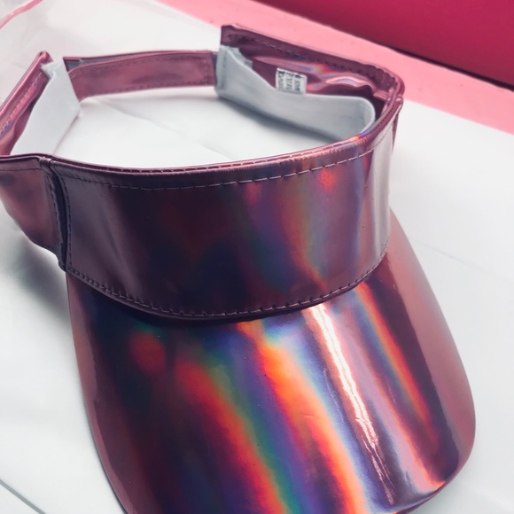 Iridescent rainbow pink hologram unicorn visor hat